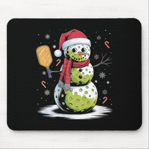 Womens Funny Pickleball Snowman Santa Hat Xmas Coo Mouse Mat