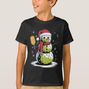 Womens Funny Pickleball Snowman Santa Hat Xmas Coo T-Shirt