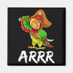 Womens Funny Pirate Parrot With Sabre Halloween Magnet