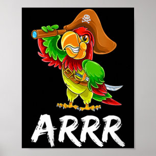 Womens Funny Pirate Parrot With Sabre Halloween Poster