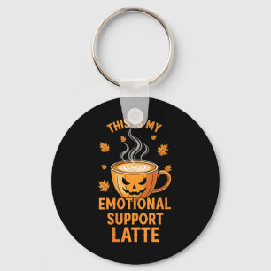 Womens Funny Pumpkin Spice Emotional Support Latte Key Ring