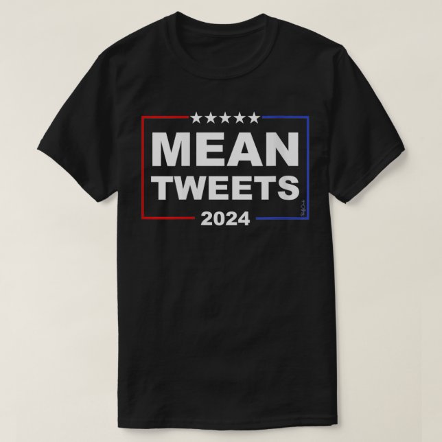 Womens Funny Red White Blue Mean Tweets 2024 VNeck T-Shirt (Design Front)