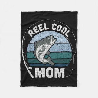 Womens Funny Reel Cool Mum Fishing Mothers Day Fleece Blanket