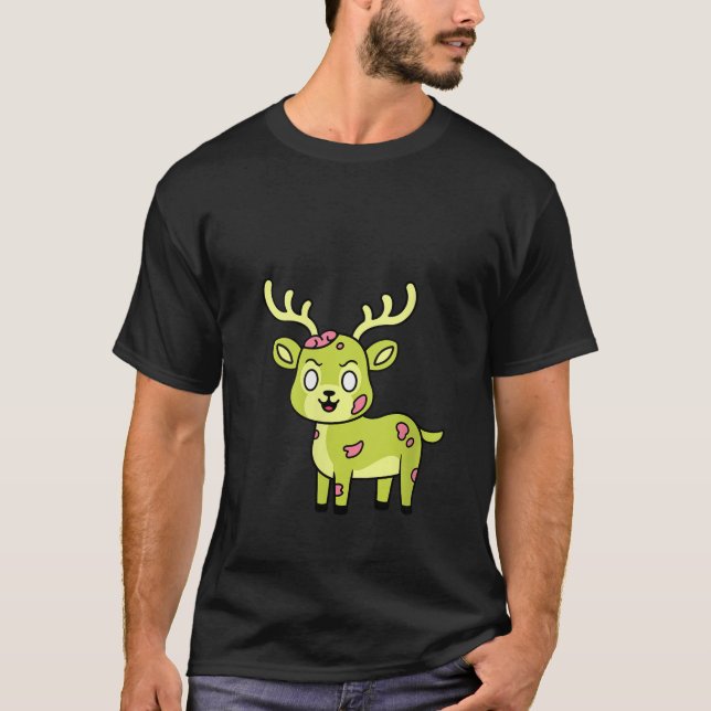 Womens Funny Reindeer Deer Zombie Halloween Cute A T-Shirt (Front)