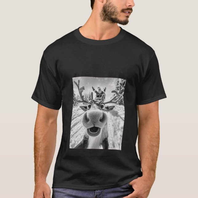 Womens Funny Reindeer Selfie Christmas V Neck  T-Shirt (Front)