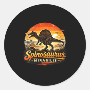 Women's funny retro spinosaurus dinosaur classic round sticker
