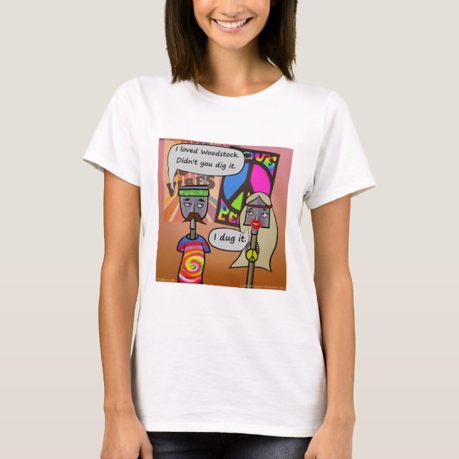 Womens Funny Rick London "Digging Woodstock" T-Shirt (Front)