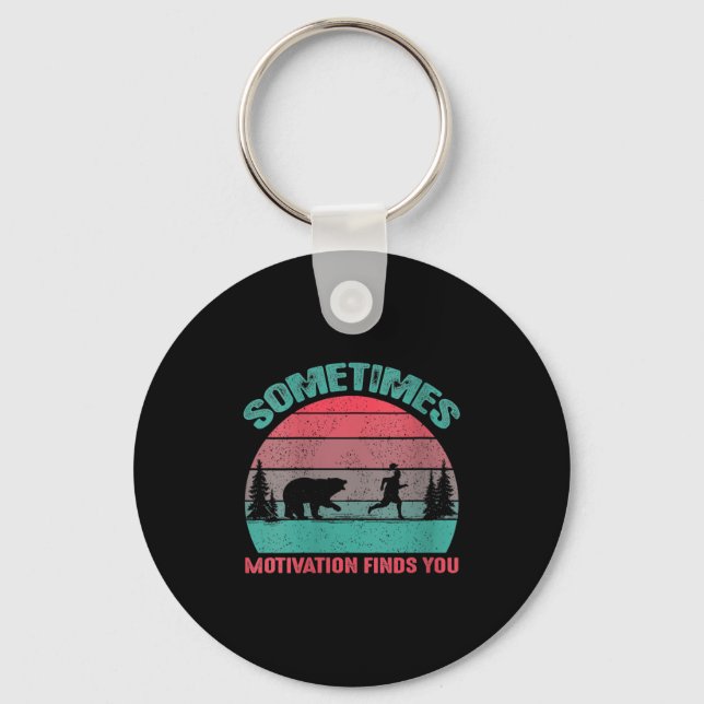 Womens Funny Running Motivational Sometimes Motiva Key Ring (Front)