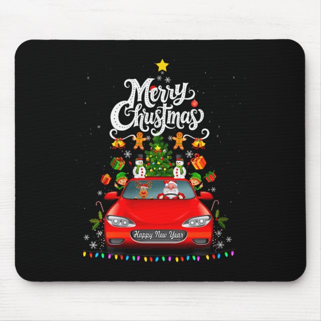 Womens Funny Santa Driving Wagon Red Truck Christm Mouse Mat (Front)