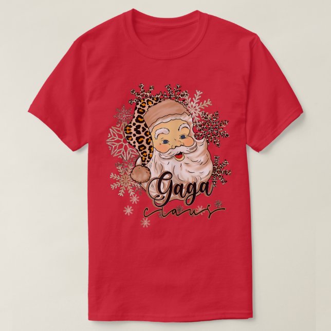 Womens Funny Santa Gaga Claus Snowflake Leopard Ch T-Shirt (Design Front)