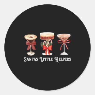 Womens Funny Santa's Little Helper Martini Tail Me Classic Round Sticker