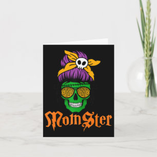 Womens Funny Scary Momster Mum-ster Monster Skull Card