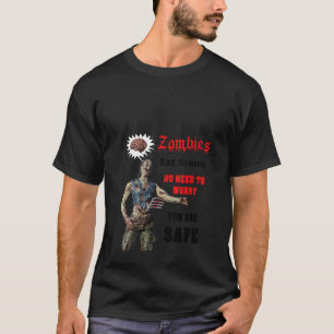 Womens Funny Scary Zombies Eat Brains Halloween V T-Shirt