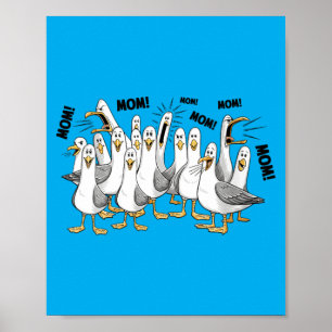 Womens Funny Seagull Mum Ocean Life Mothers Day Poster