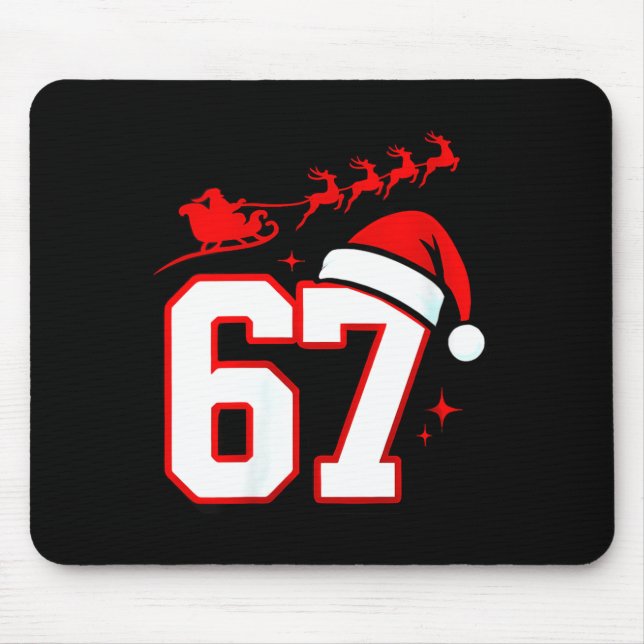 Womens Funny Six Seven 67 Meme 6 7 Elf Santa Chris Mouse Mat (Front)