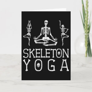 Womens Funny Skeleton Yoga, Halloween V-neck Card