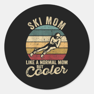 Womens Funny Skiing Mum Skier Mothers Day Winter S Classic Round Sticker