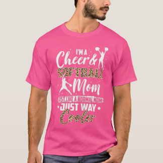 Womens Funny Softball Cheer Mum Leopard Pattern Mo T-Shirt