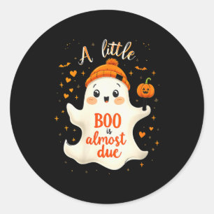 Womens Funny Soky Pregnancy A Little Boo Is Almost Classic Round Sticker