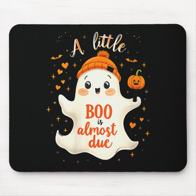 Womens Funny Soky Pregnancy A Little Boo Is Almost Mouse Mat (Front)