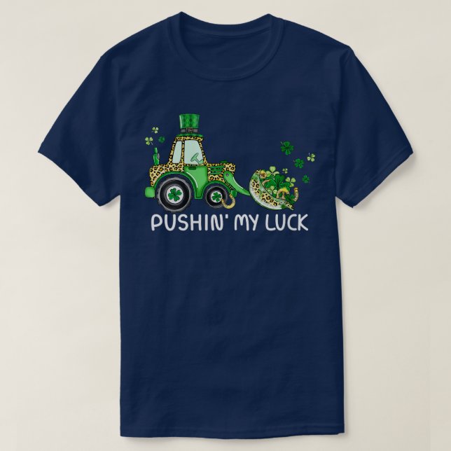 Womens Funny St Paddys TractorPushing My luckKids  T-Shirt (Design Front)