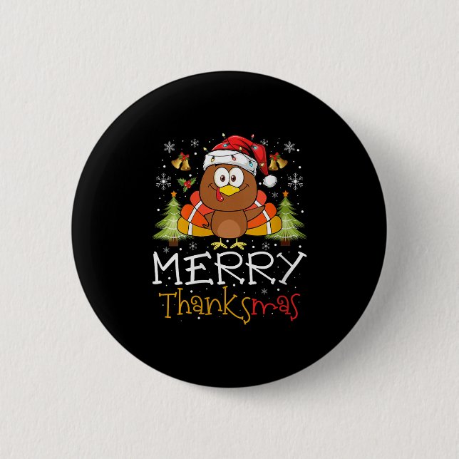 Womens Funny Thanksmas 2025 Merry Thanksmas Thanks 6 Cm Round Badge (Front)