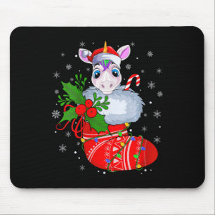 Womens Funny Unicorn In Christmas Socks Santa Clau Mouse Mat