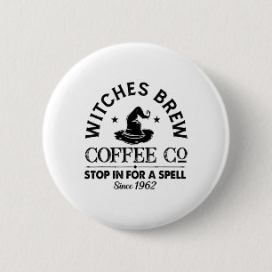 Womens Funny Witch Hat Witches Brew Coffee Hallowe 6 Cm Round Badge