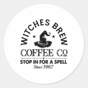 Womens Funny Witch Hat Witches Brew Coffee Hallowe Classic Round Sticker
