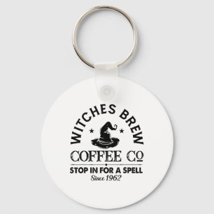 Womens Funny Witch Hat Witches Brew Coffee Hallowe Key Ring