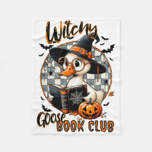 Womens Funny Witchy Goose Book Club Halloween Shir Fleece Blanket