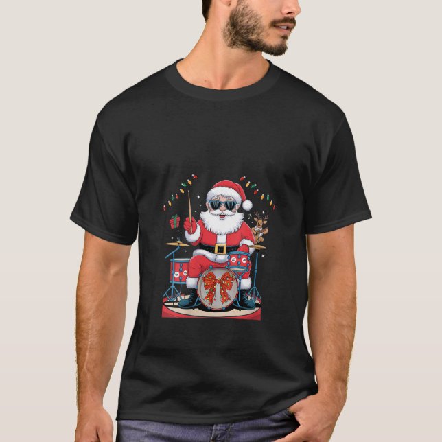 Womens Funny Xmas Drummer Graphic Drummer Santa Cl T-Shirt (Front)