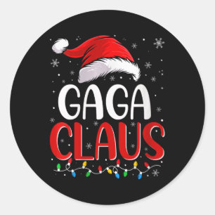 Womens Gaga Claus Christmas Lights Matching Family Classic Round Sticker
