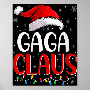 Womens Gaga Claus Christmas Lights Matching Family Poster