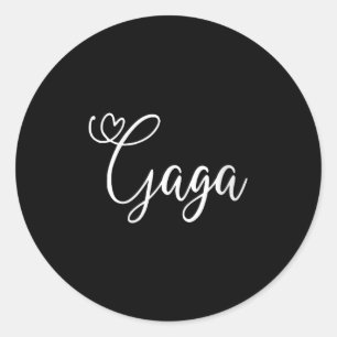 Womens Gaga Cute Heart Grandma V-neck Classic Round Sticker