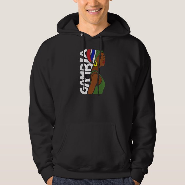 Womens Gambia Gambian Flag Banjul Black African He Hoodie (Front)