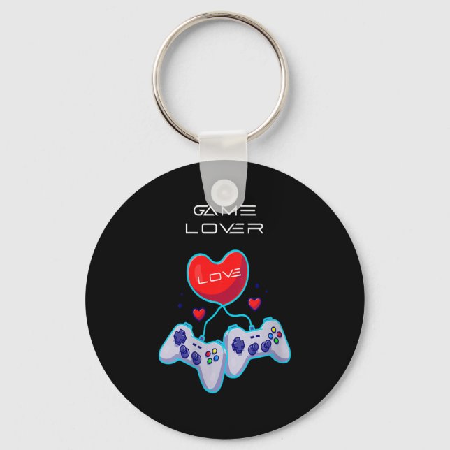 Womens Gamer Couple Love Gamepad Heart Humour Them Key Ring (Front)