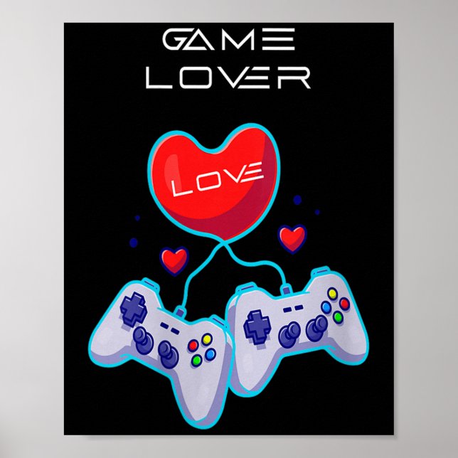 Womens Gamer Couple Love Gamepad Heart Humour Them Poster (Front)