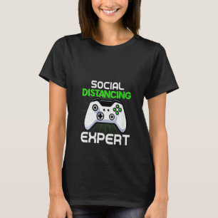 Womens Gaming Vintage Social Distancing Expert Vid T-Shirt