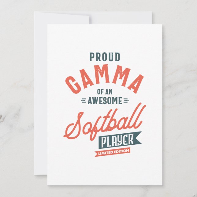 Womens Gamma Of A Softball Player Mother's Day Gif Thank You Card (Front)