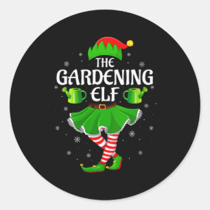 Womens Gardening Elf Christmas Family Girls Women Classic Round Sticker