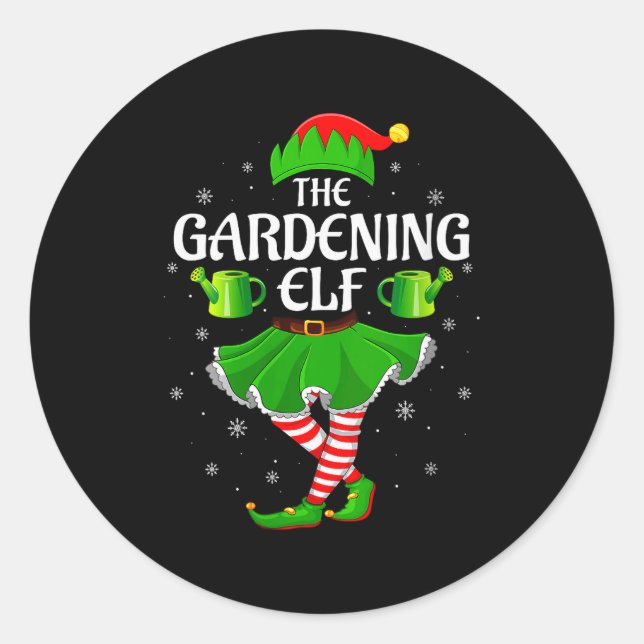 Womens Gardening Elf Christmas Family Girls Women  Classic Round Sticker (Front)