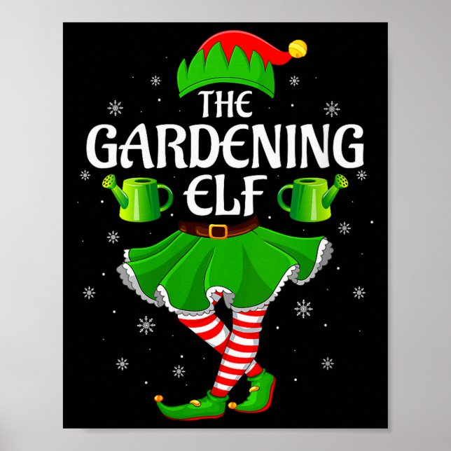 Womens Gardening Elf Christmas Family Girls Women  Poster (Front)