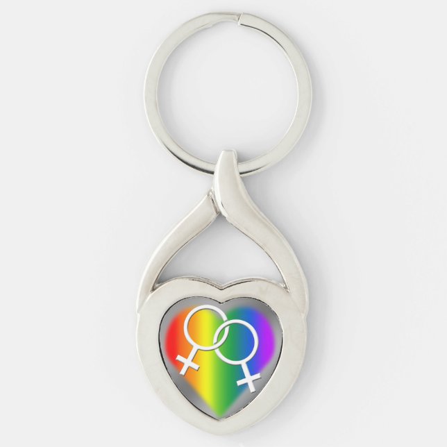 Women's Gay Pride Keychain Rainbow Love Keychain (Front)