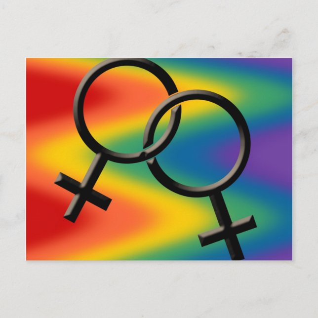 Women's Gay Pride Postcards Rainbow Love Cards (Front)