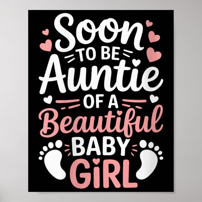 Womens Gender Reveal, Soon To Be Auntie Of A Beaut Poster (Front)