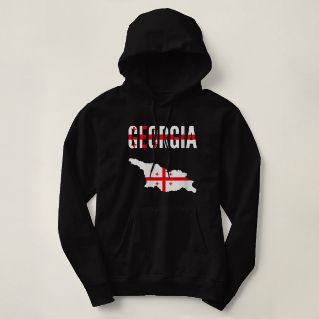 Womens Georgian Georgia Country Map Flag Vneck.png Hoodie (Design Front)