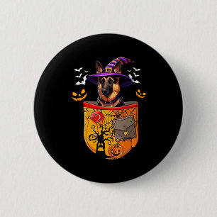 Womens German Shepherd As Witch In Pocket 6 Cm Round Badge