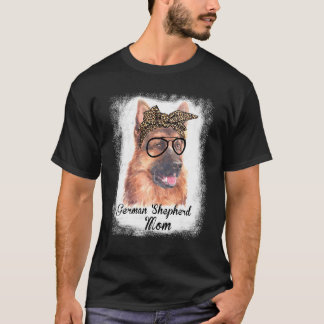 Womens German Shepherd Mum Leopard Bleached Dog Pe T-Shirt
