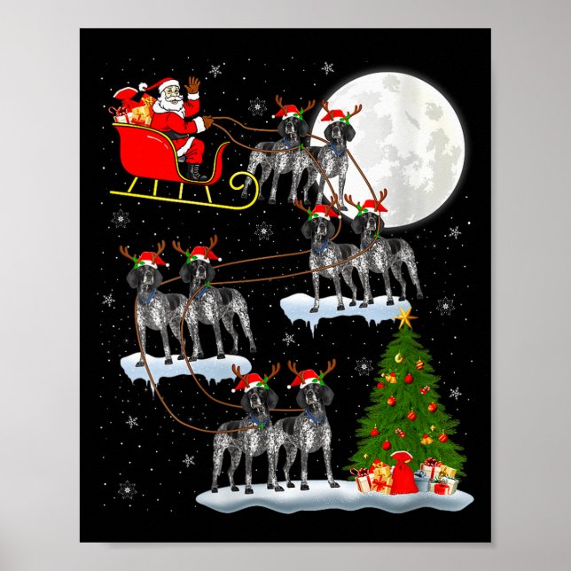 Womens German Shorthaired Inter Dog Christmas Sant Poster (Front)